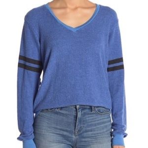 Wildfox Essential Blue V-Neck Striped Jumper